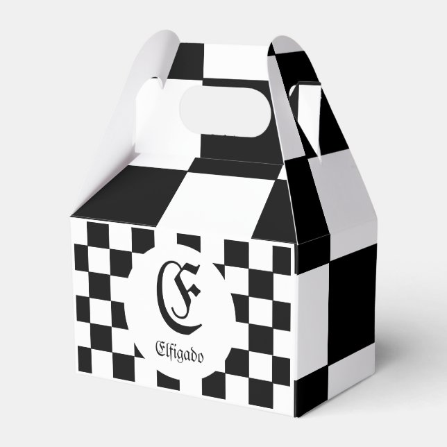 Chess Club Custom Name Initial Favor Boxes (Front Side)