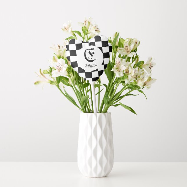 Chess Club Custom Name Initial Heart Balloon (Vase)