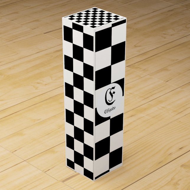 Chess Club Custom Name Initial Wine Box (Front)