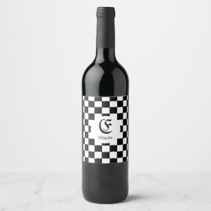 Chess Club Custom Name Initial Wine Label
