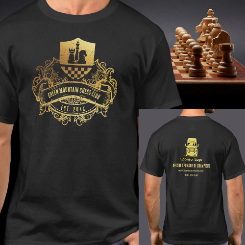 Chess Club League Tournament Name Sponsor on Back T_Shirt