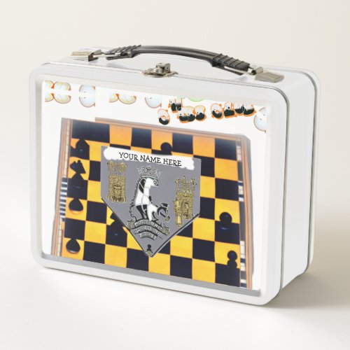 Chess Club Oranje Metal Lunch Box