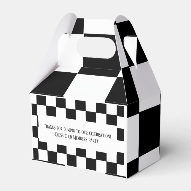 Chess Club Party Customize Name Initial Message Favor Boxes (Back Side)