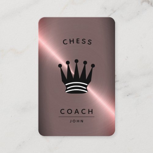 Chess Coach  Dark Faux Rose Gold Business Card