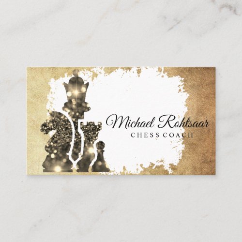 Chess Coach King Metallic Gold Faux  Business Card