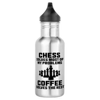 Chess & Coffee Solves My Problems Funny Stainless Steel Water Bottle
