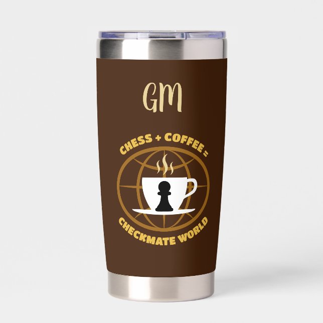 Chess & Coffee Water Bottle Insulated Tumbler (Front)