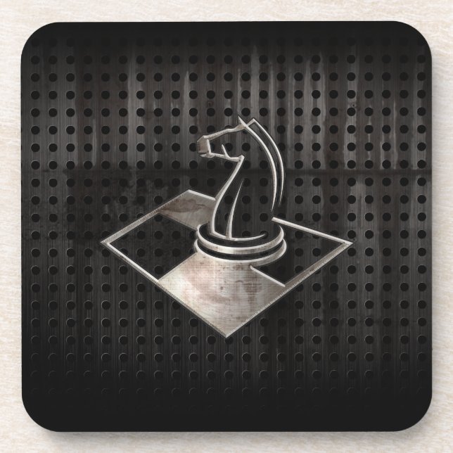Chess; Cool Black Drink Coaster (Front)