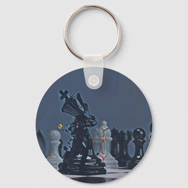 Chess - Cool Blue photograph Keychain (Front)