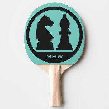 Chess Custom Monogram & Color Ping Pong Paddle by PizzaRiia at Zazzle