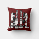 Chess decor pillow black white red pillow
