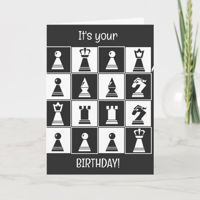 Chess Design Birthday Card (Front)