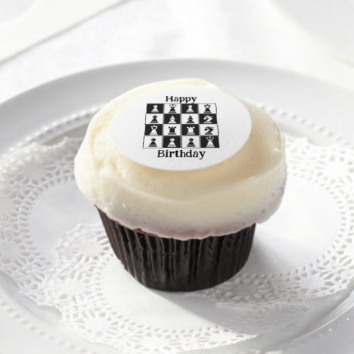 Chess Design Edible Frosting Round