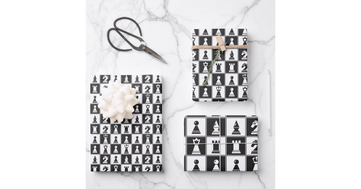 Chess Design Wrapping Paper Flat Sheet Set | Zazzle