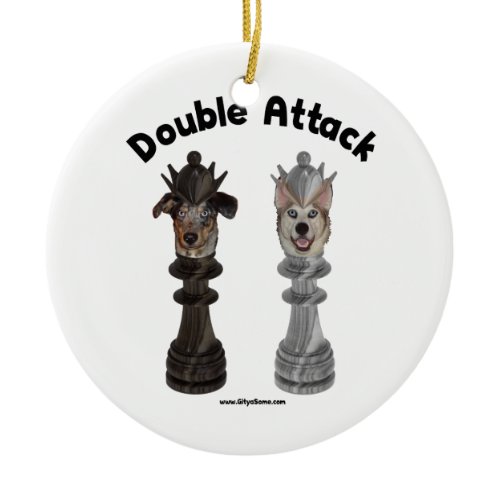 Chess Double Attack Dogs Ceramic Ornament