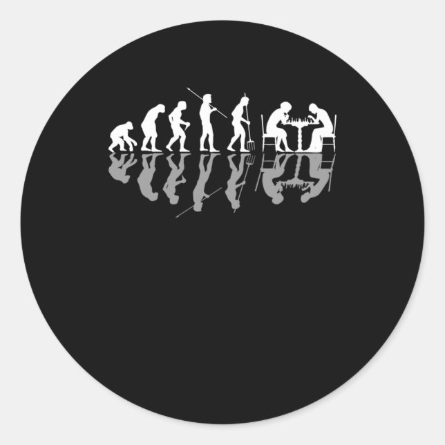 Chess Evolution Chessboard Lover Chess Gamer Classic Round Sticker (Front)