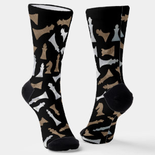Chess Figures Pattern - Gold and pearl Socks