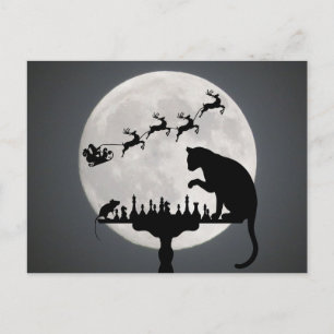 Chess Full Moon Cat n Mouse Christmas Thank You Postcard