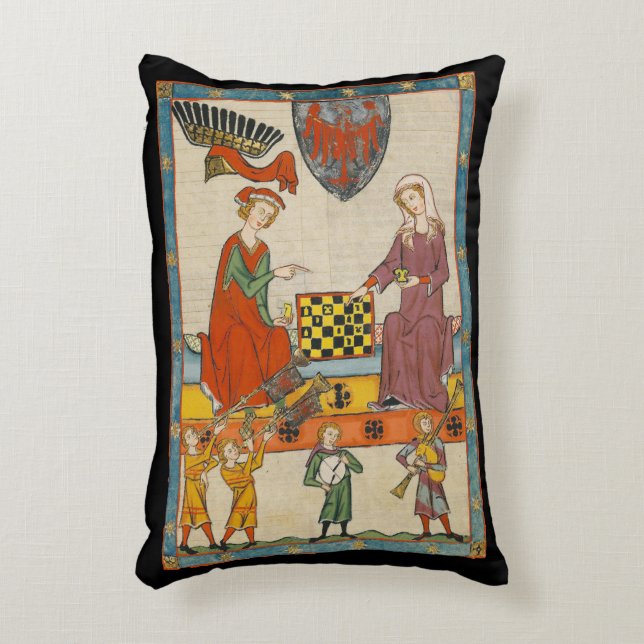 Chess Game 14th Century Codex Manesse Accent Pillow (Front(Vertical))