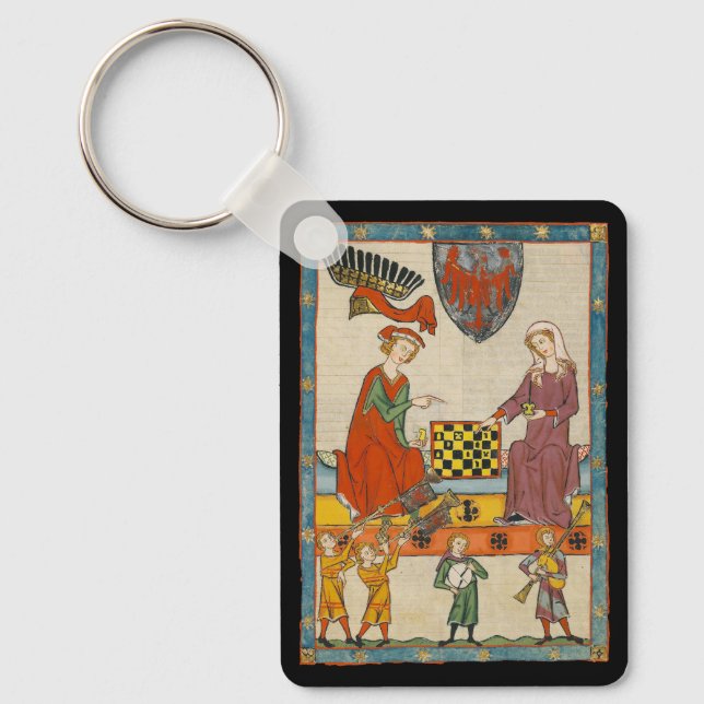 Chess Game 14th Century Codex Manesse Keychain (Front)