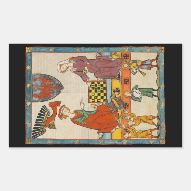 Chess Game 14th Century Codex Manesse Rectangular Sticker (Front)