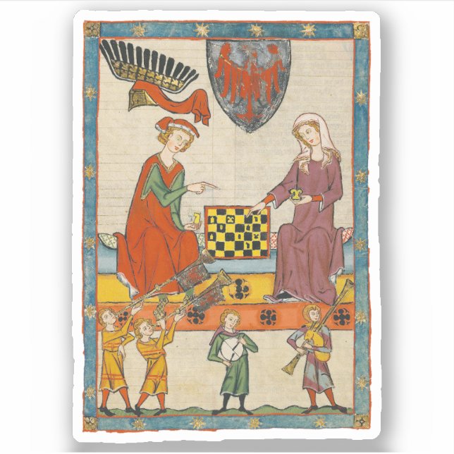 Chess Game 14th Century Codex Manesse Sticker (Front)