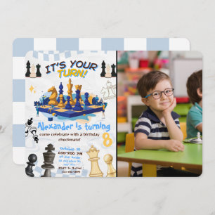 Chess Game Birthday Invite with Personal Photo