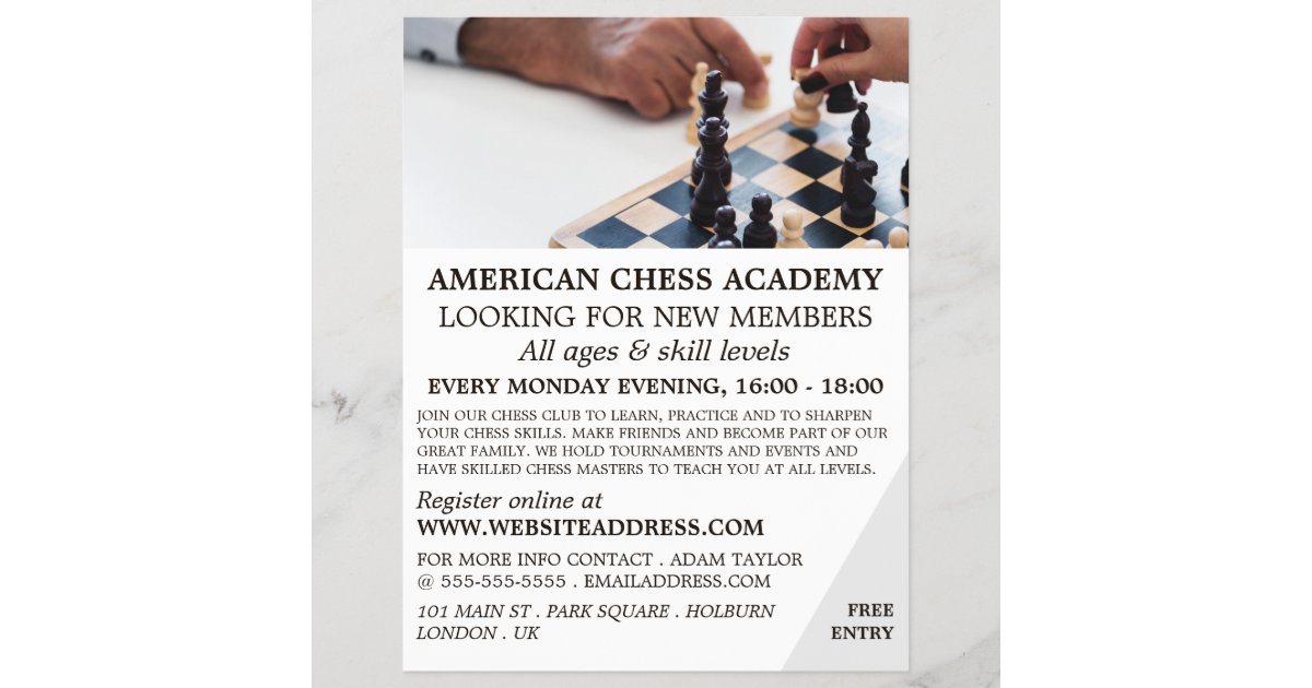 Chess Game, Chess Club Advertising Flyer | Zazzle