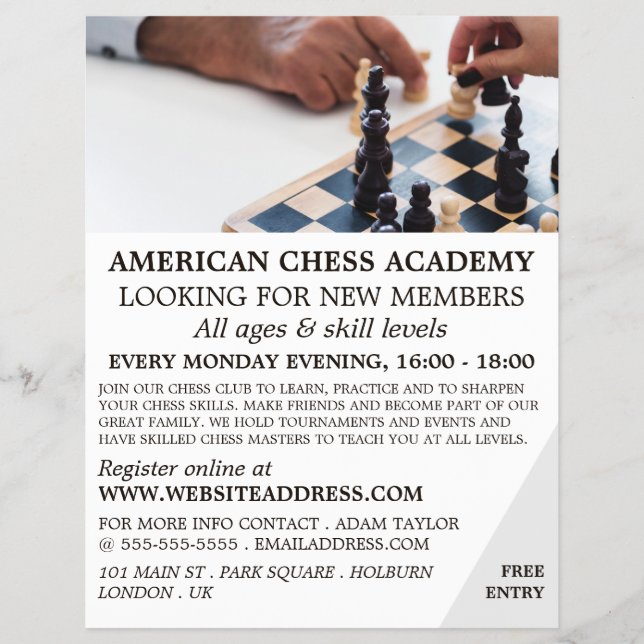 Chess Game, Chess Club Advertising Flyer (Front)