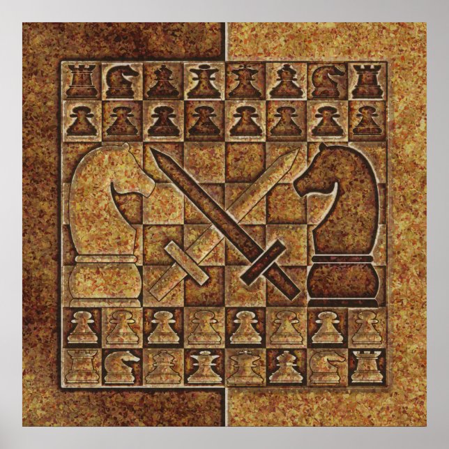 CHESS GAME IN STONE POSTER (Front)