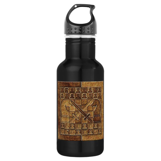 CHESS GAME IN STONE STAINLESS STEEL WATER BOTTLE (Front)