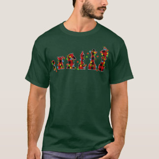 Chess Game Lover Xmas Lights Buffalo Plaid Chess C T-Shirt