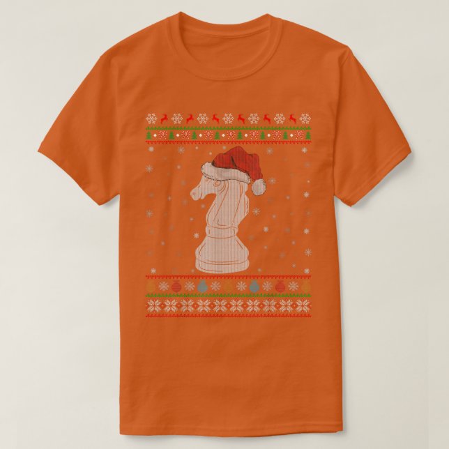 Chess Game Lover Xmas Lights Santa Chess Ugly Chri T-Shirt (Design Front)