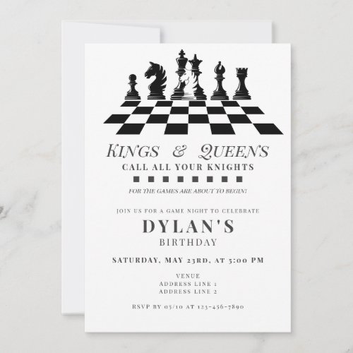 Chess Game Night Call Your Knight Any Age Birthday Invitation