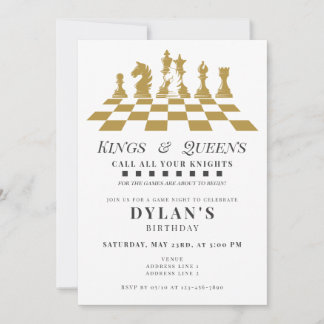 Chess Game Night Call Your Knights Birthday Party Invitation