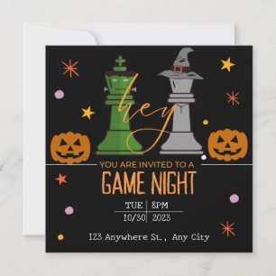 chess game night halloween  invitation