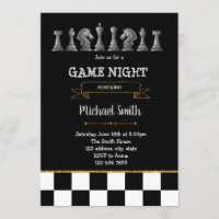 Chess game night party invitation