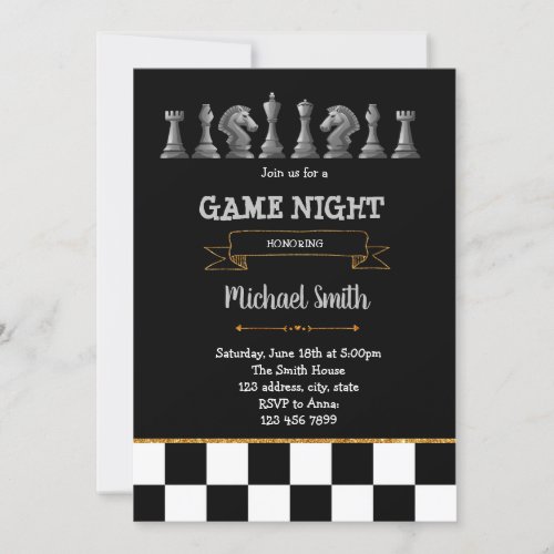 Chess game night party invitation