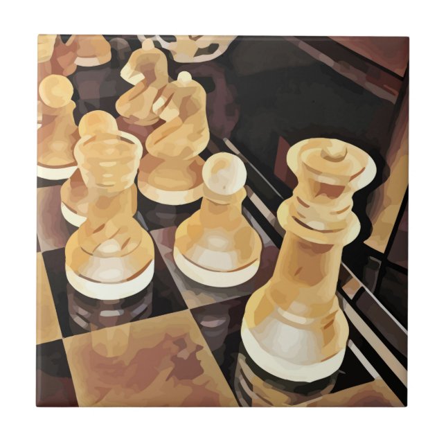 Chess game Original Abstract art  Ceramic Tile (Front)