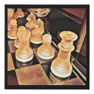 Chess game Original Abstract art Faux Canvas Print