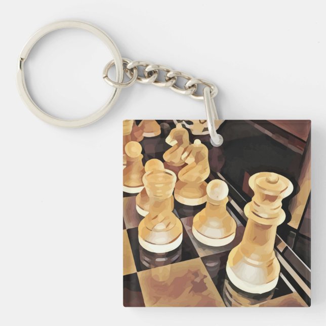 Chess game Original Abstract art  Keychain (Front)