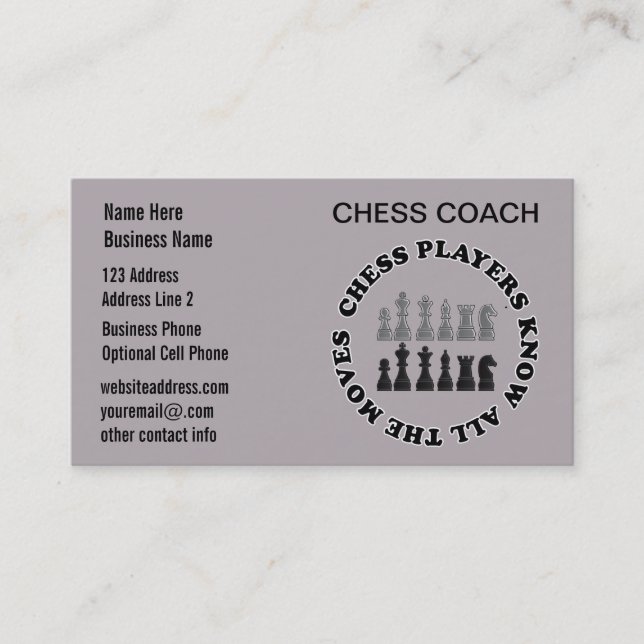 Chess Game Pieces | Chess Coach Business Card (Front)