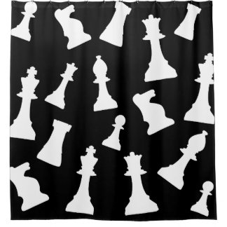 Chess game pieces design shower curtain