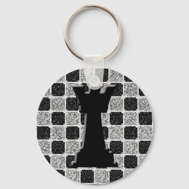Chess Game Rook and Board Keychain (Front)