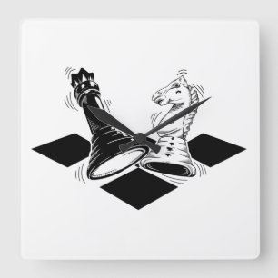 Chess Game Square Wall Clock