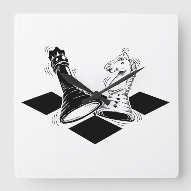 Chess Game Square Wall Clock (Front)