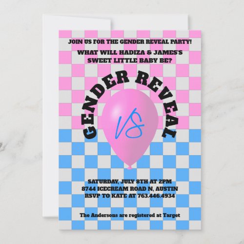Chess gender reveal invitation