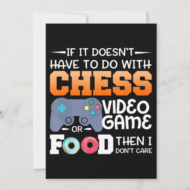 Chess Gift | Chess Video Game Or Food Design Invitation (Front)