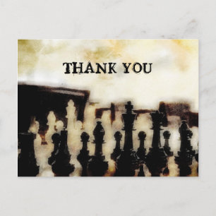 Chess Grunge Thank You Postcard