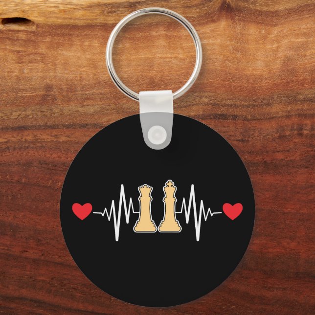 Chess Heartbeat Checkmate Vintage  Keychain (Front)